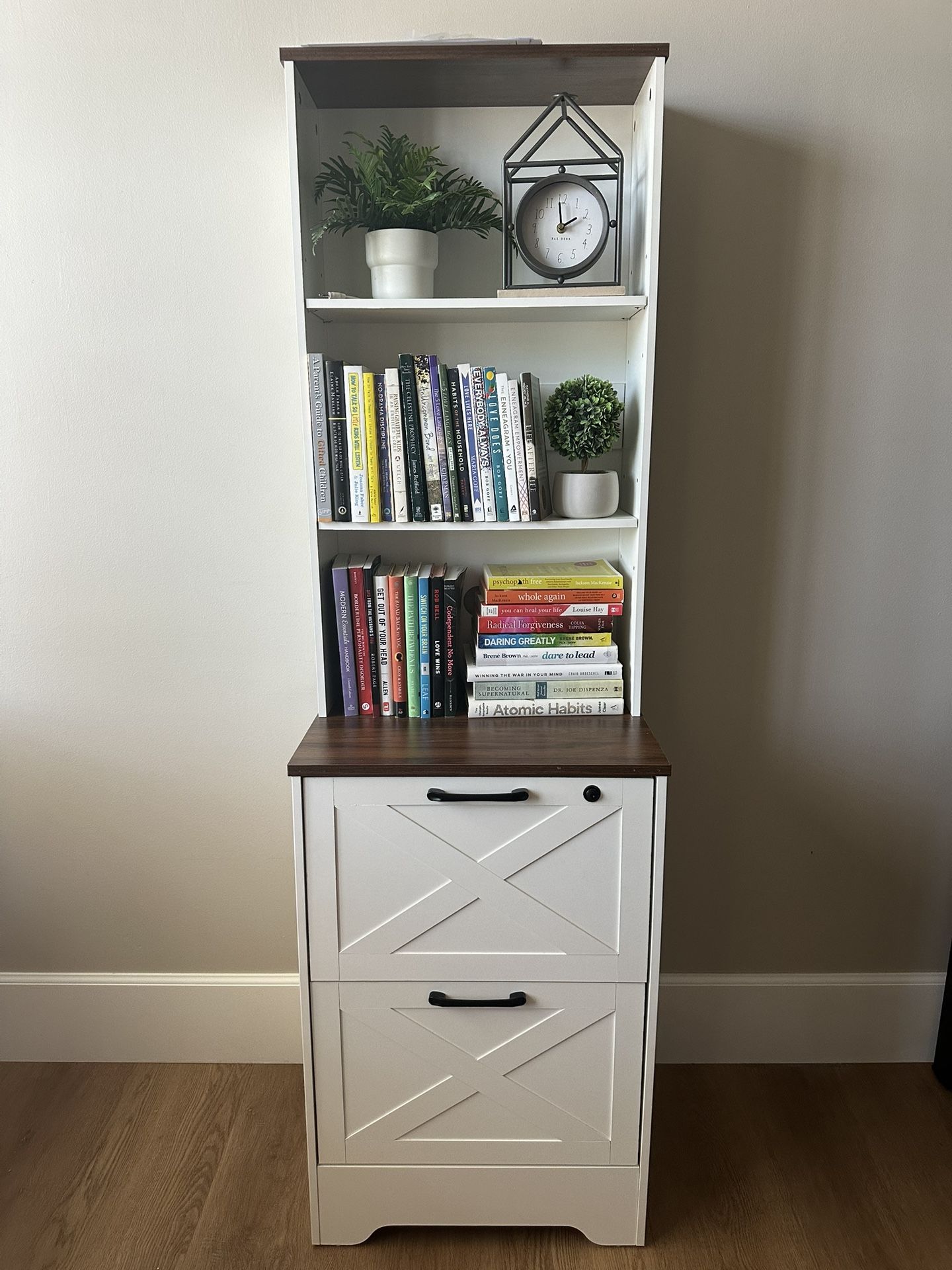 2 Drawer Farmhouse File Cabinet for Home Office with Adjustable Storage Shelf