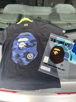 A Bathing Ape BAPE Blue Camo Ape Head Tee