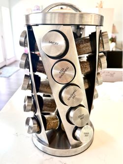 Stainless Steel 20-Jar Revolving Spice Rack