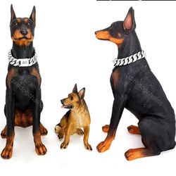 32MM Thick Cuban Link Metal Dog Collar with Buckle, Strong Stainless Steel Silver