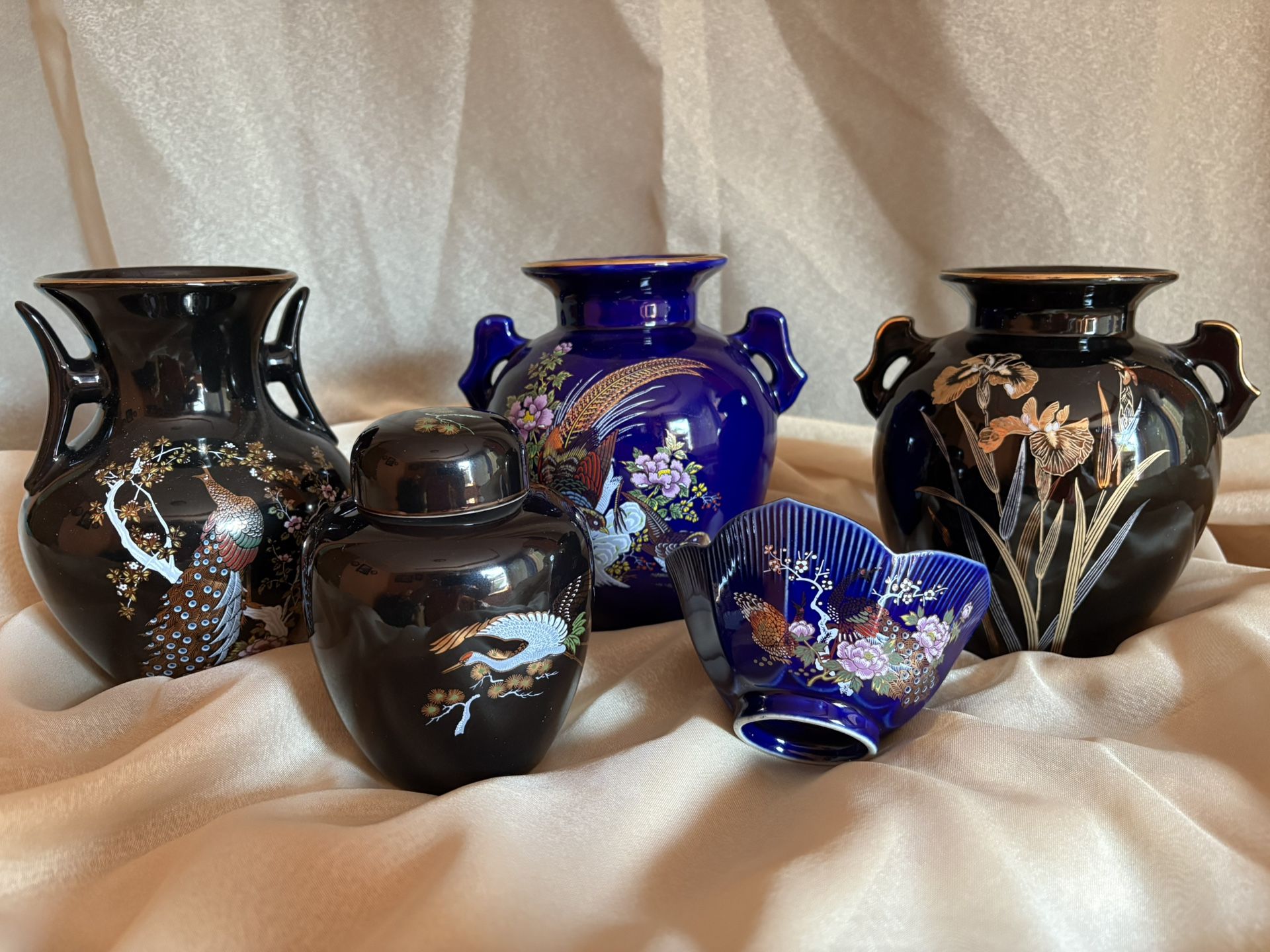 Japanese cobalt vintage vases