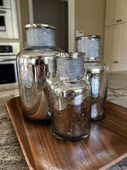 Three Decorative Glass Jars