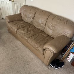 Leather Couch, Chair And Ottoman