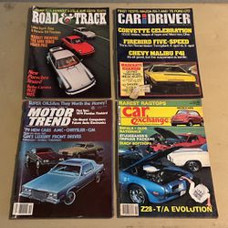 Vintage 1980’s Car Magazines. (road and Track- Car And Driver - Motor Trend - Car Exchange)