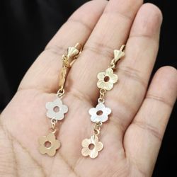 14k Gold Plated Tricolor Flower Earrings 