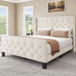 UPHOLSTERED PLUSH QUEEN SIZE BED FRAME BRAND NEW IN BOX!!!
