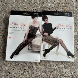 Killer Legs By Yelete Fishnet Pantyhose Bunch Of Posies Queen Size  New