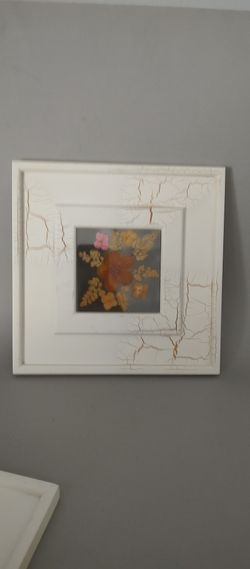 Vintage  Floral Framed Art With flowers Pressed 