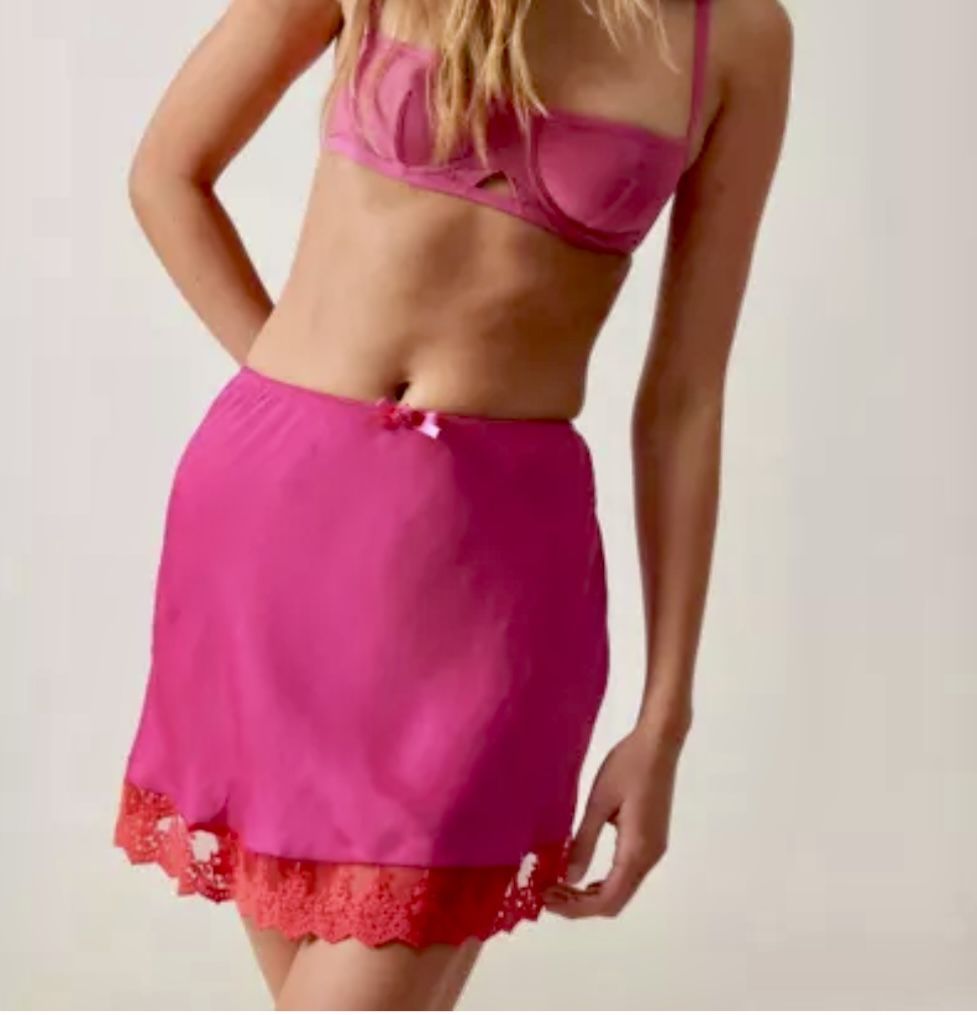 NEW: Pink Lace Slip Skirt - UO Pink Lace Skirt - Size S