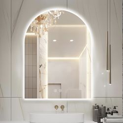 40”x30” LED bathroom Mirror, Arched LED Backlit Mirror For Wall 