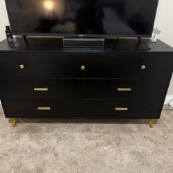 7 Drawer Black Wood Dresser