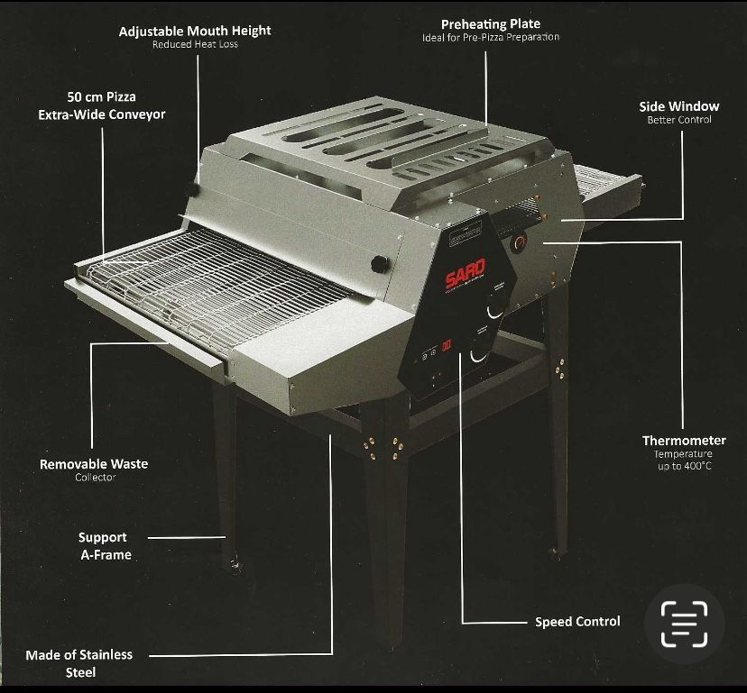Conveyor pizza oven, electric, Ventless, High Output, with stand Up To 19” Pizza. Free Freight.