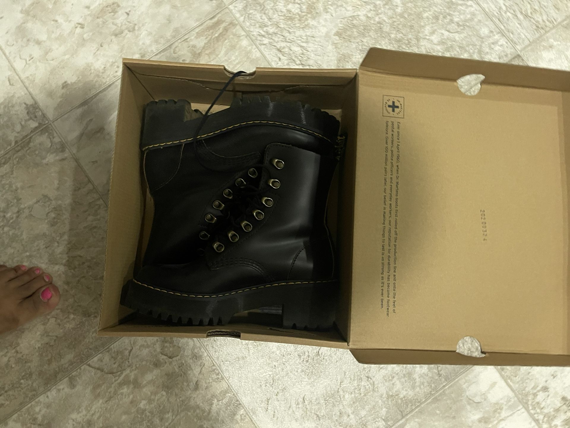 Dr. Martens Leona Black boots Size 6 Brand New