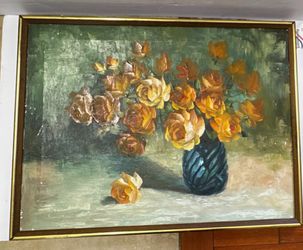 Canvas oil painting roses flowers 24x18