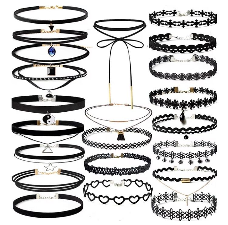 10 Pcs Necklaces/Black Velvet Choker Set