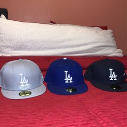 New Era Fitted LA Hats Size 7 3/8 