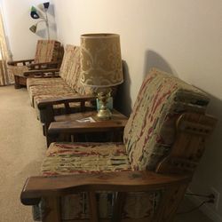 Rustic farmhouse couch and two chairs