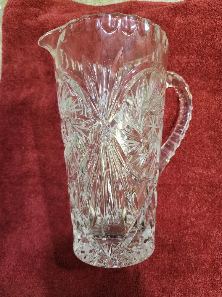 Elegant Vintage Cut Crystal Water Pitcher - Stunning
