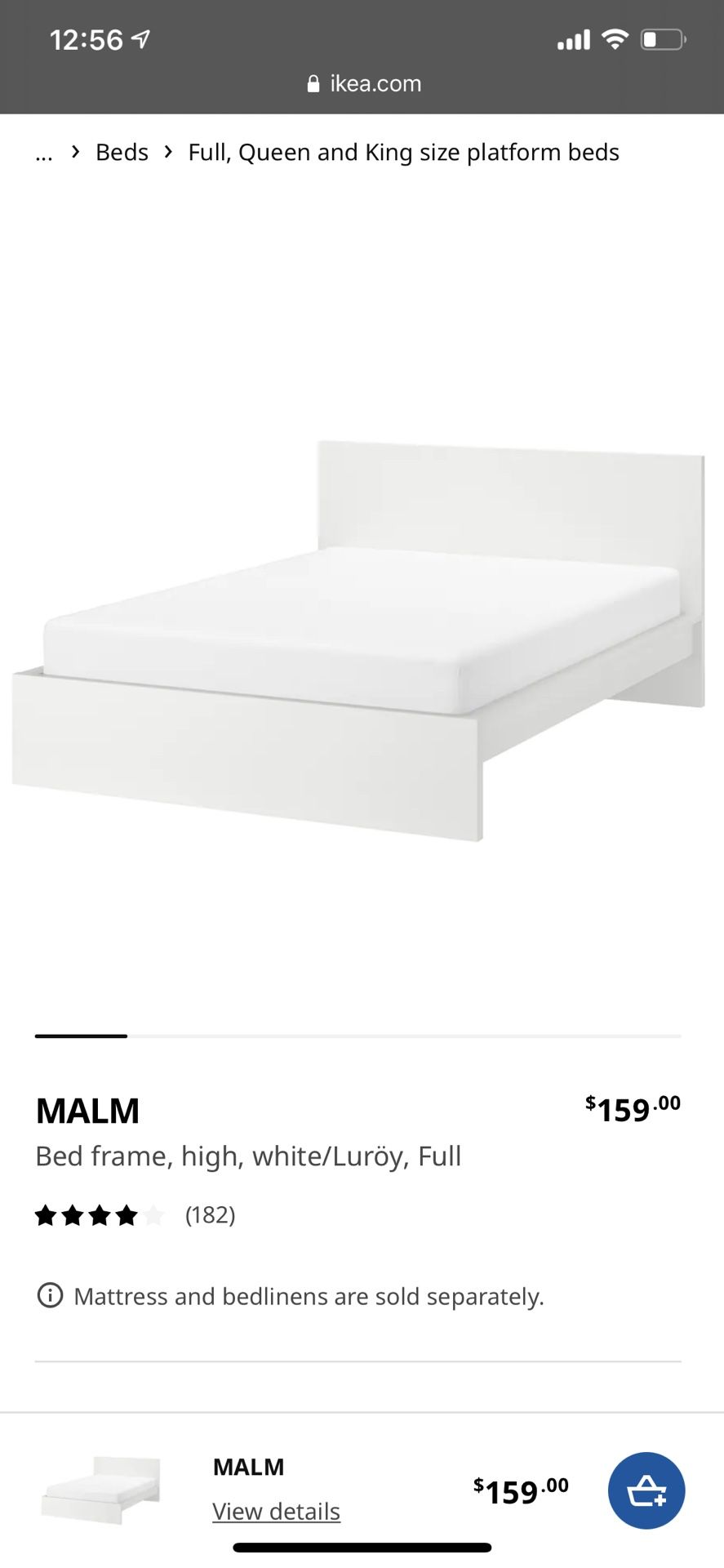 IKEA Malm bed frame and mattress 