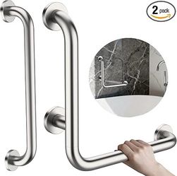 16 Inch L-Shaped Angled Grab Bar for Shower Bathroom,Brushed Nickel 0003