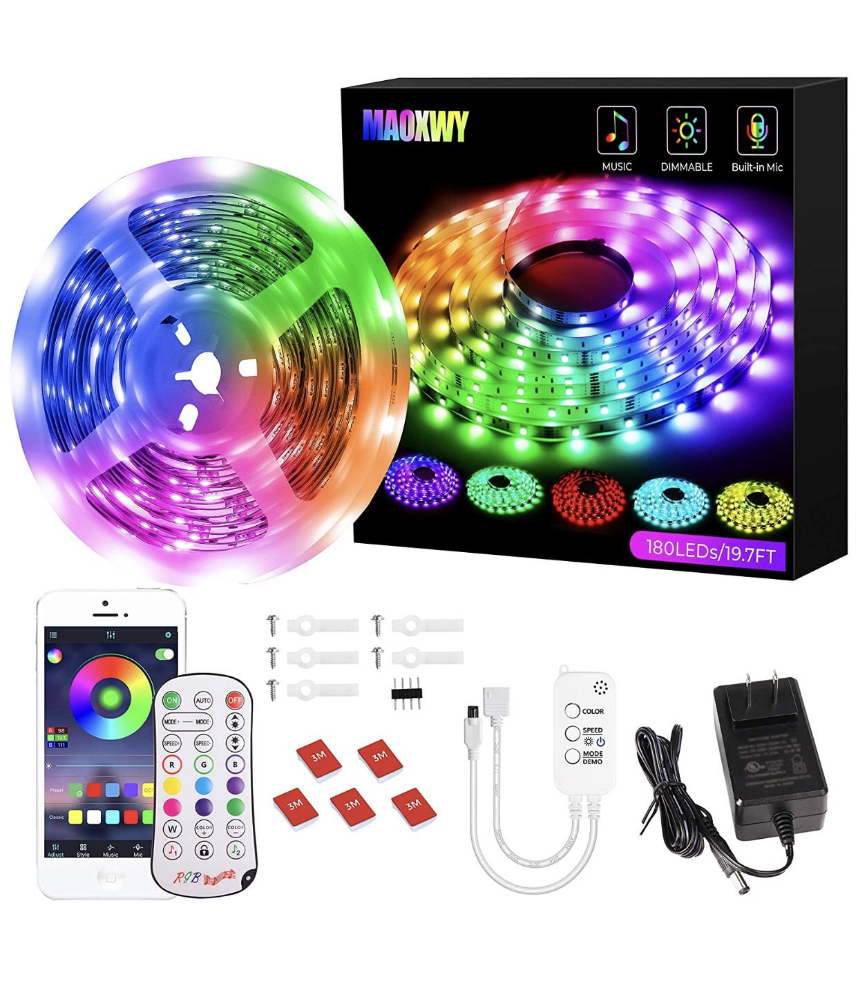 19.7ft Led Strip Lights Sync to Music Color Changing RGB Led Lights