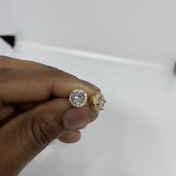 Silver ,18k Gold Or Black Iced Out 9mm Halo Earrings