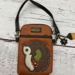  Chala Notes  Hedgehog Porcupine Crossbody Phone Bag Purse handbag Wallet Brown
