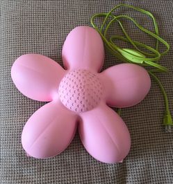 Pink Flower Kids Wall Lamp, Plug-In Corded Power, On/Off Switch, Plastic