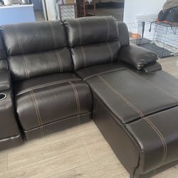 Faux dark brown sectional couch