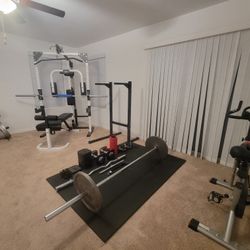 Full Home Gym: Workout Machine, 75lb Ironmaster Dumbells, Squat Rack, Bench Press, Deadlift, Plates Etc