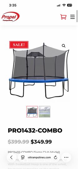 Propel 14' Heavy Duty Pro Trampoline with Basketball Hoop and Ladder