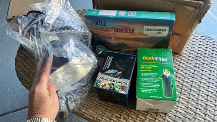 Reptile ceramic heat emitter, heat lamp , buoyancy deck, and Reto filters
