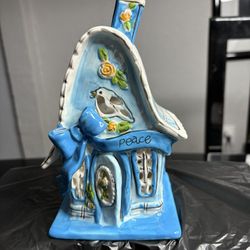 Blue sky “Peace” house tea-light candle holder