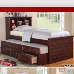 Twin Trundled Bed Frame Solid Wood New In The Box 
