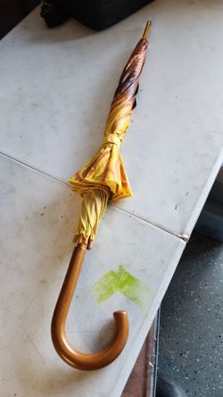 Vintage Umbrella with Wooden Hook Handle