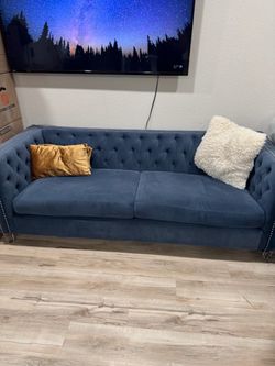 Blue Velvet Tufted Chesterfield Sofa