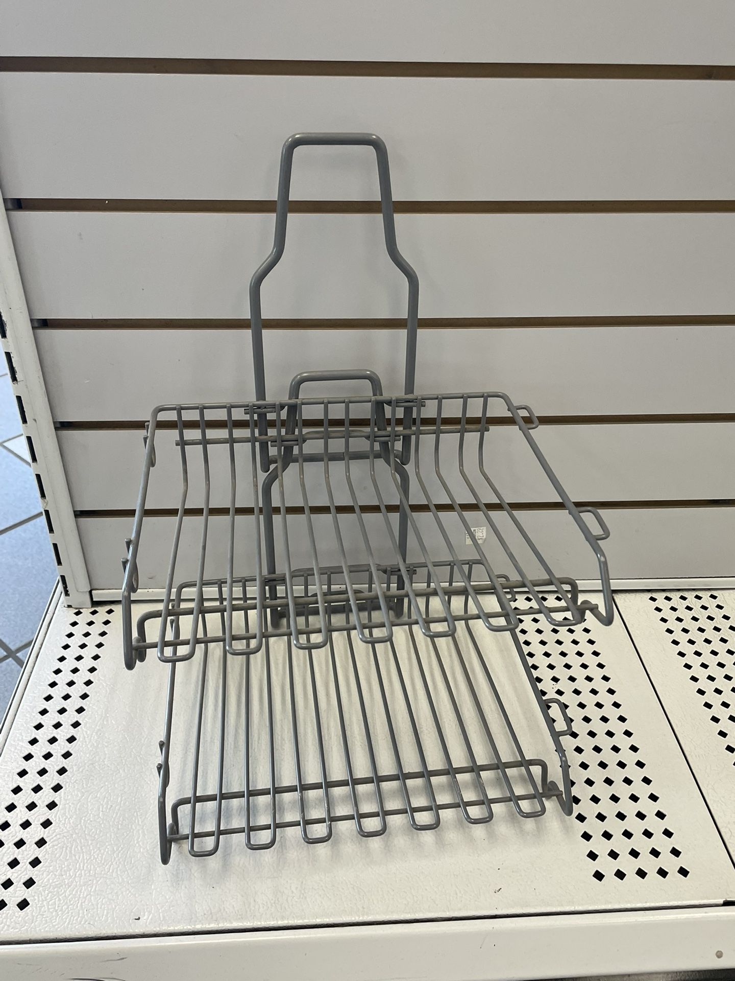 Gray Metal Table Top Display Shelves