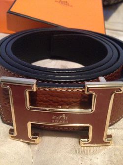 Hermes belt brown leather brown and gold buckle