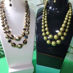 #2104, RENAISSANCE JAPAN SIGNED, 2 FAUX PEARLS NECKLACES
