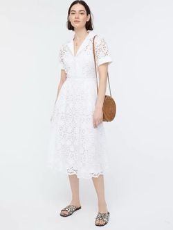 J. Crew White Eyelet Midi Dress - Size 00