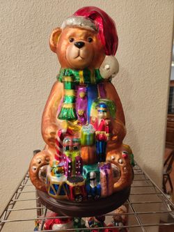 Thomas Pacconi Large Classics Christmas Santa Bear 16" Blown Glass