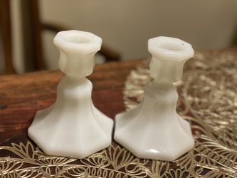 Milk Glass Candle Sticks 