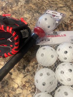 Lefty baseball glove ball bat