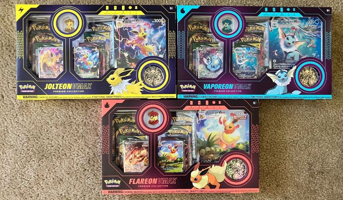 Pokemon Vmax Premium Collection Vaporeon Flareon Jolteon Sealed Lot ALL 3