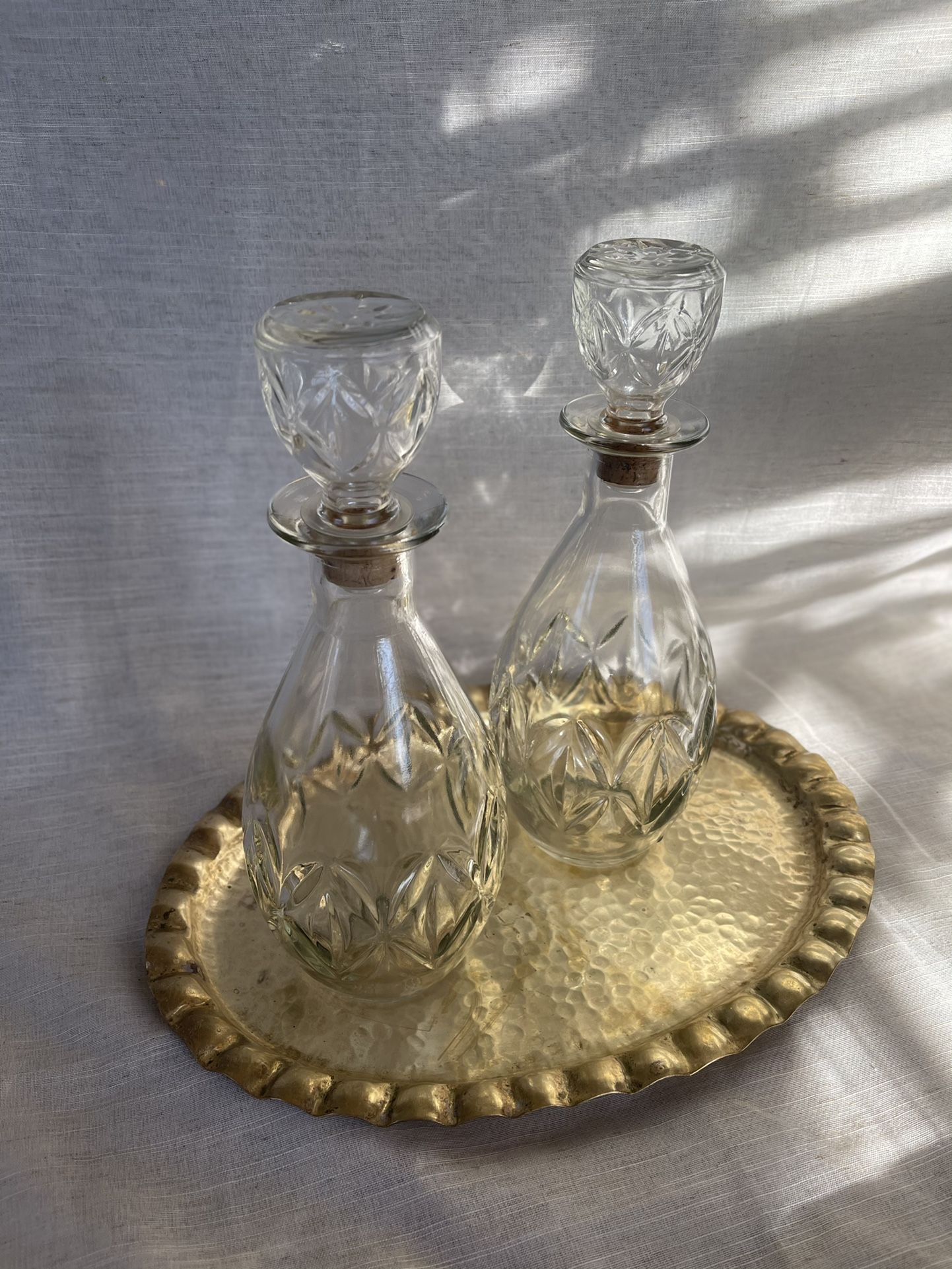 Pair Of Vintage Decanters 65 69 Liquor Glass Bottles