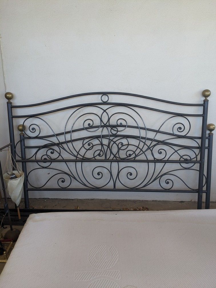 Wrought Iron Bed Frame With Decorative Design