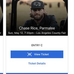 Chase Rice & Parmalee  2 Tickets May 12 La County Fair 