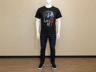Lies of P Graphic T-Shirt Black Men’s Video Game Tee Gothic Gaming Shirt