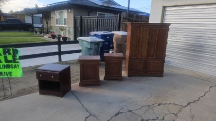 Wood Bedroom Furniture Set – Armoire & Nightstands