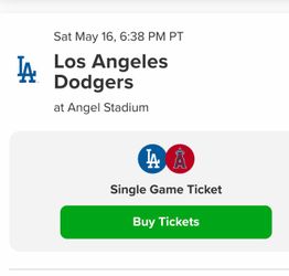 Angels Vs Dodgers tickets 5/16
